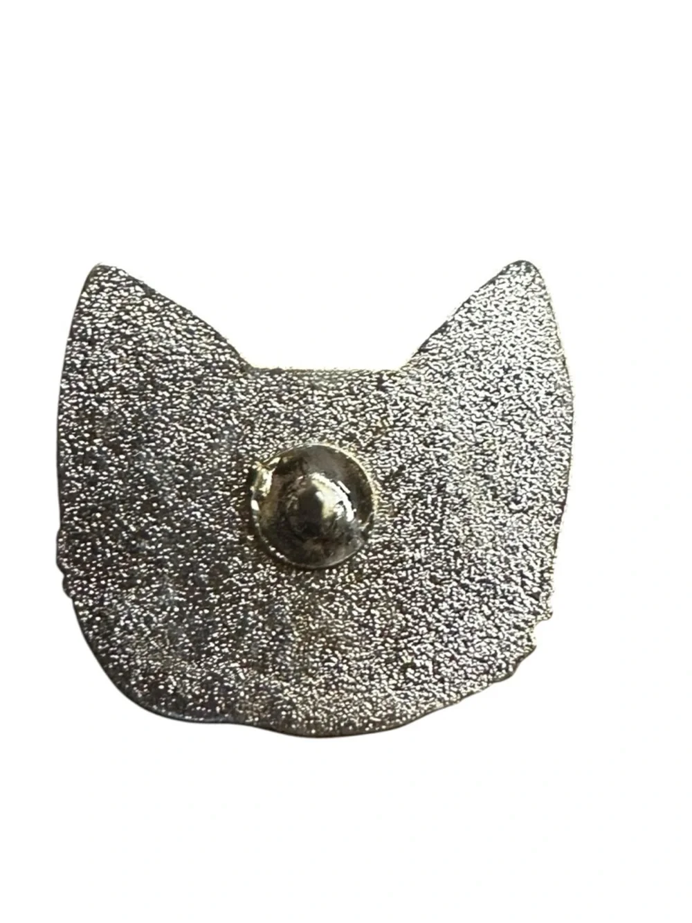 Enamel Cat Face Pin - White and Pink